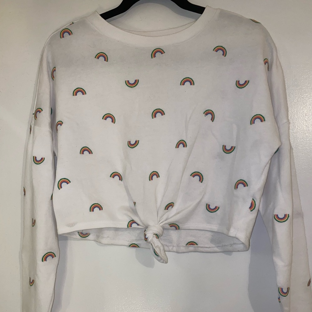 Love Fire Rainbow Cropped Sweater